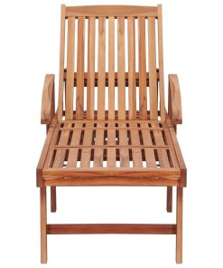 vidaXL Sonnenliege mit Auflage Grau Massivholz Teak