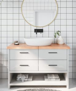 vidaXL Waschtischplatte Hellbraun 120x60x(2-4) cm Massivholz Behandelt