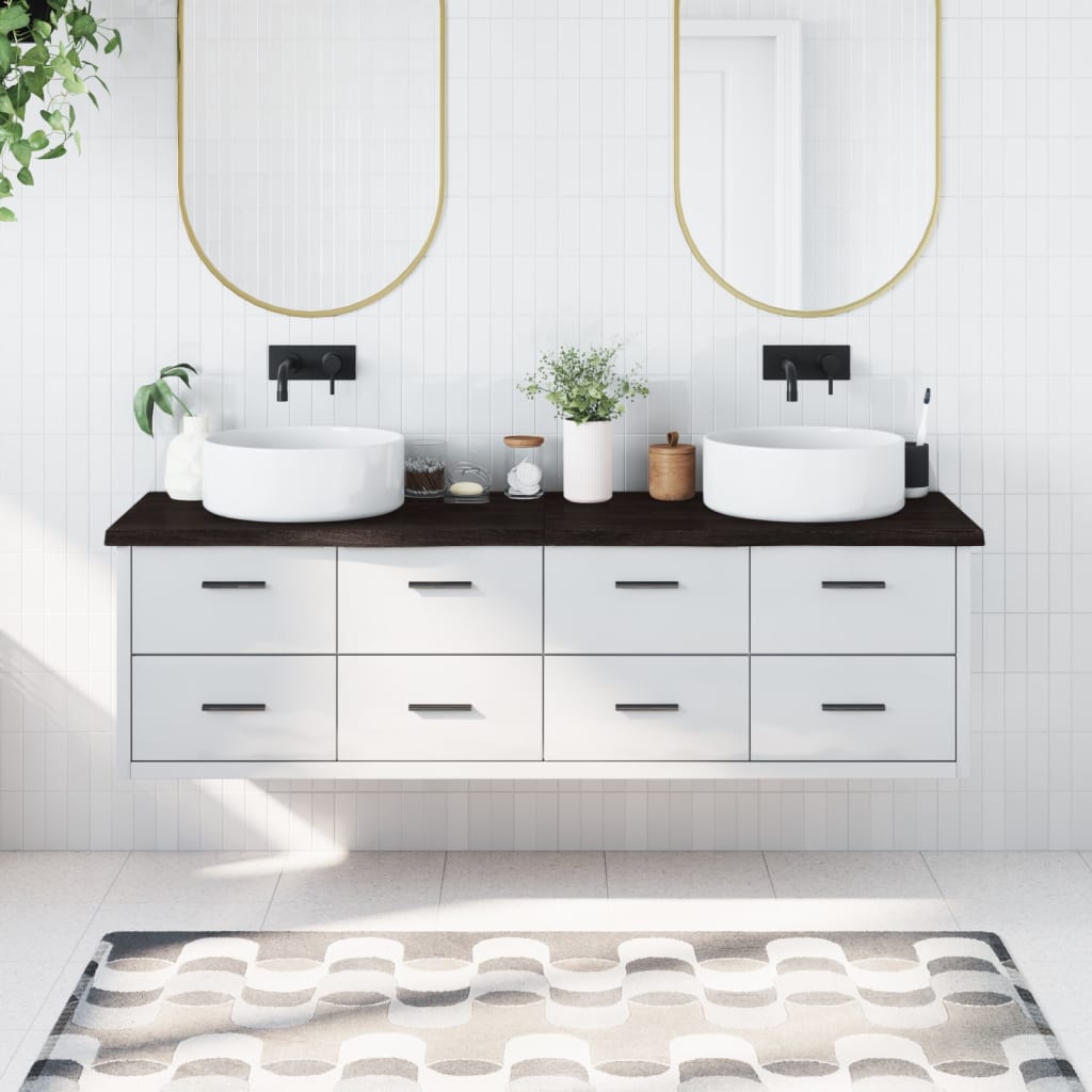 vidaXL Waschtischplatte Dunkelbraun 180x60x(2-4)cm Massivholz - Image 4