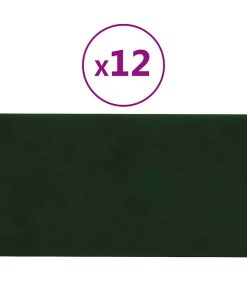 vidaXL Wandpaneele 12 Stk. Dunkelgrün 60x30 cm Samt 2,16 m²