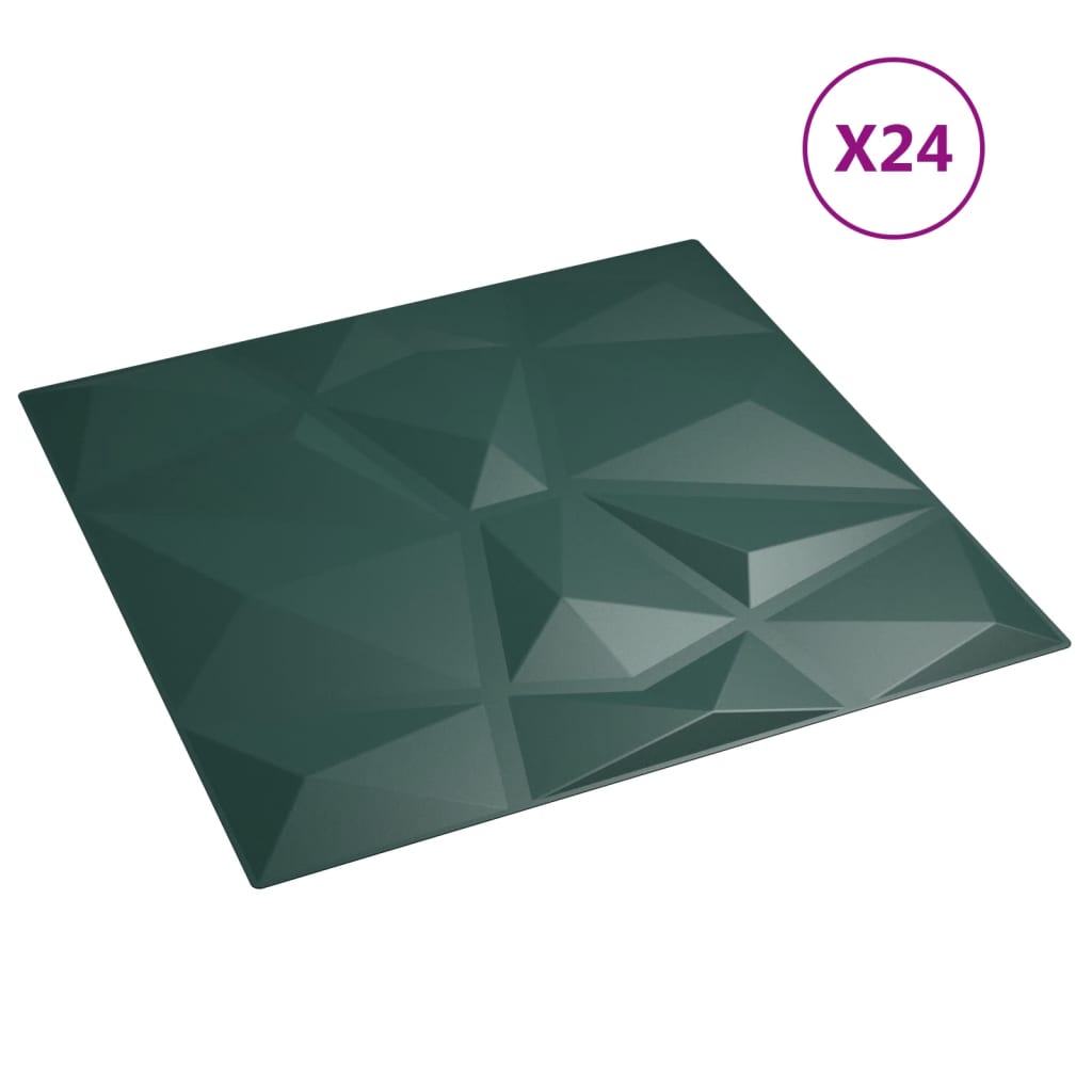 vidaXL Wandpaneele 24 Stk. Grün 50x50 cm XPS 6 m² Diamant - Image 6