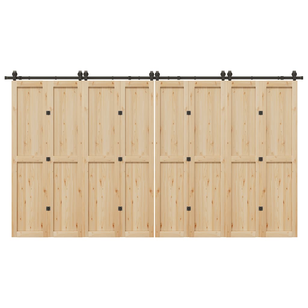 vidaXL Schiebetürbeschlag-Set 400 cm Stahl Schwarz