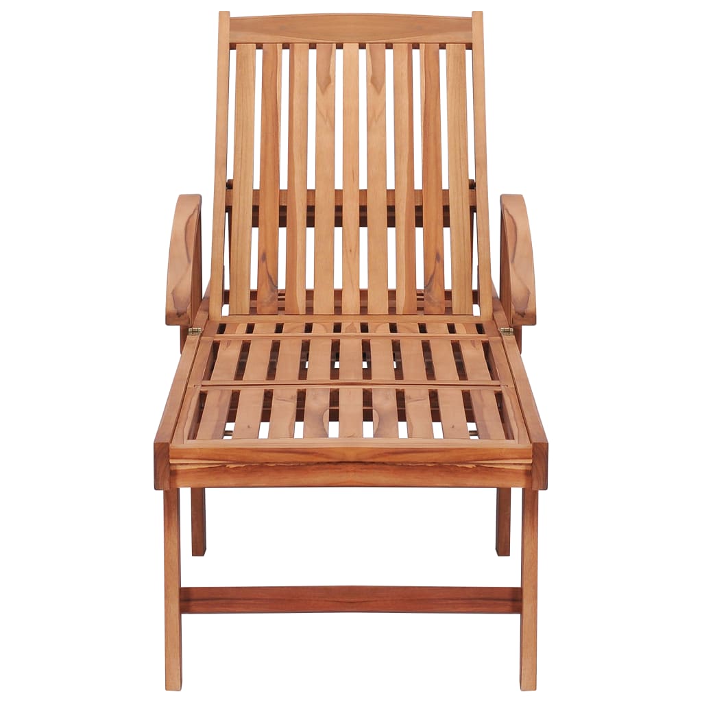 vidaXL Sonnenliege mit Auflage Beige Massivholz Teak - Image 4
