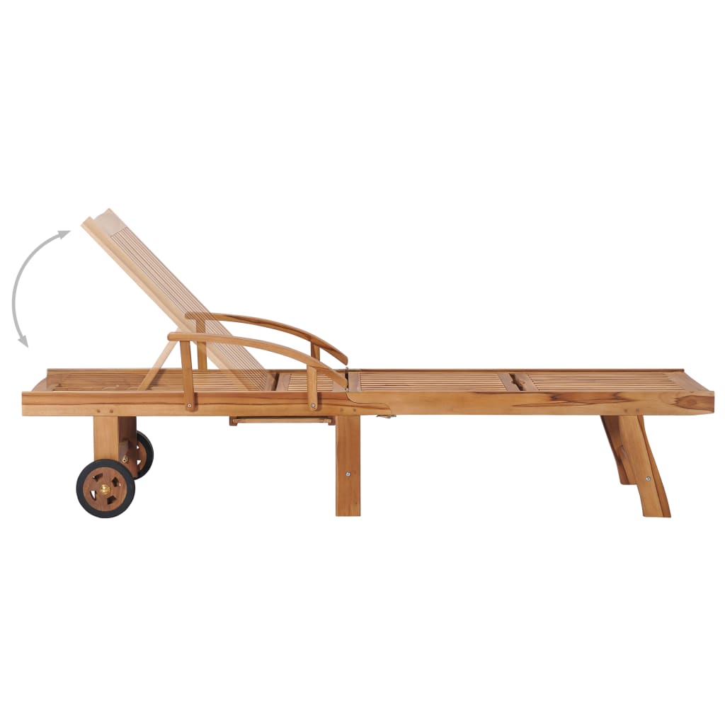 vidaXL Sonnenliege mit Auflage Beige Massivholz Teak - Image 6