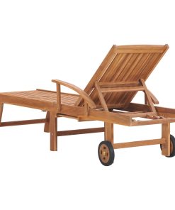 vidaXL Sonnenliege mit Auflage Weinrot Massivholz Teak