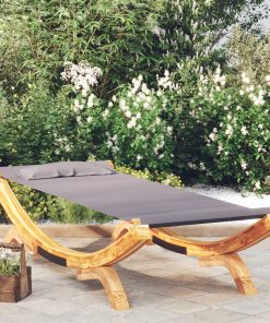vidaXL Sonnenliege 100x188,5x44 cm Bugholz Massiv Anthrazit