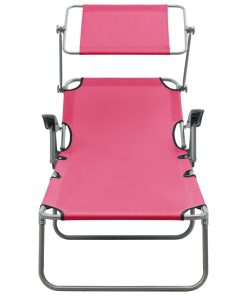 vidaXL Sonnenliege mit Sonnendach Stahl Rosa