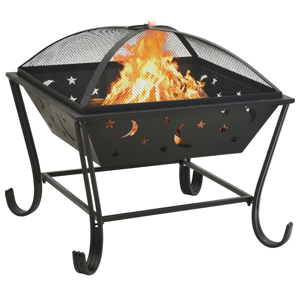 vidaXL Feuerkorb mit Schürhaken 62 cm XXL Stahl