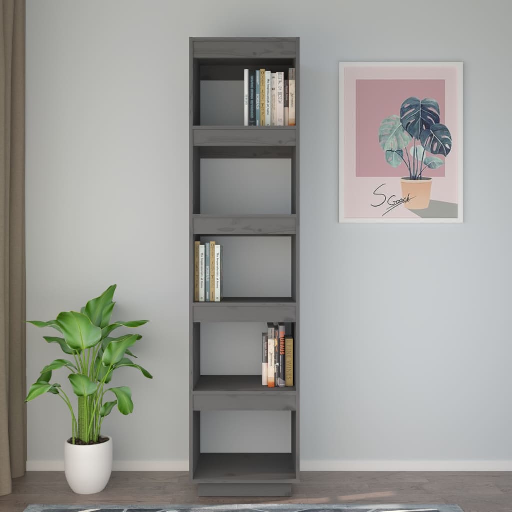 vidaXL Bücherregal/Raumteiler Grau 40x35x167 cm Massivholz Kiefer