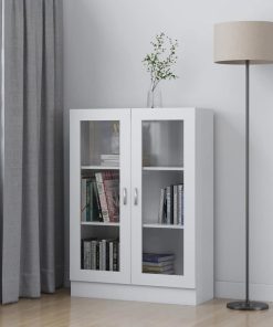 vidaXL Vitrinenschrank Weiß 82,5x30,5x115 cm Holzwerkstoff