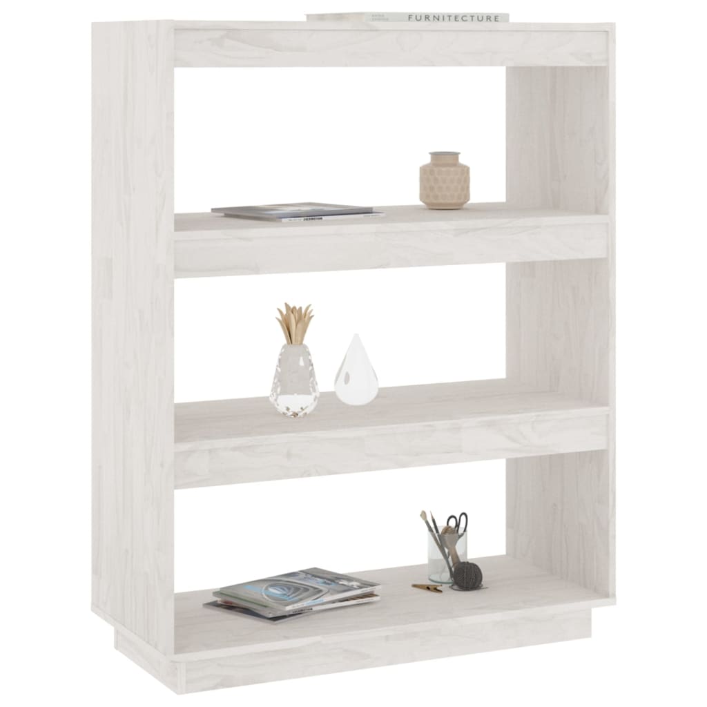 vidaXL Bücherregal/Raumteiler Weiß 80x35x103 cm Massivholz Kiefer
