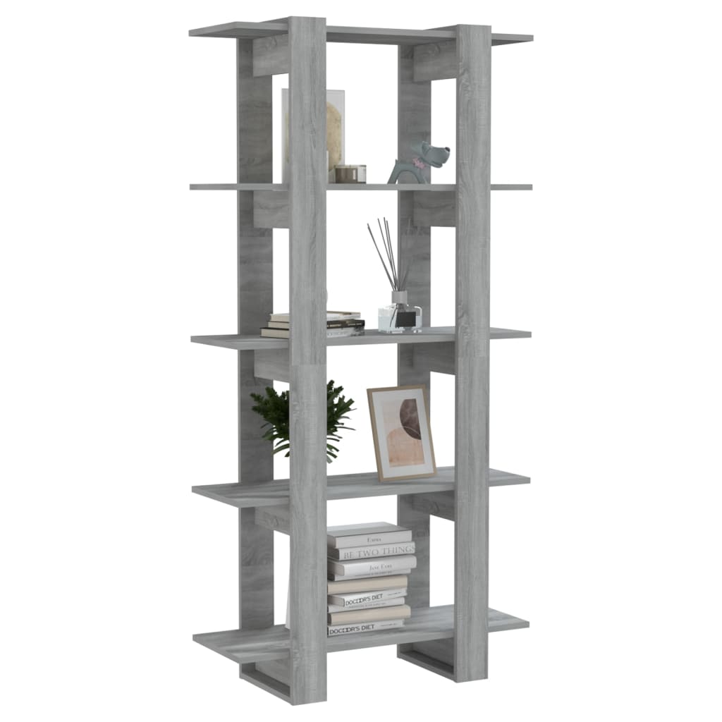 vidaXL Bücherregal/Raumteiler Grau Sonoma 80x30x160 cm Holzwerkstoff