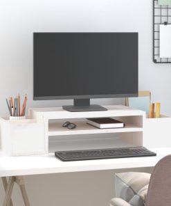vidaXL Monitorständer Weiß 70x27,5x15 cm Massivholz Kiefer