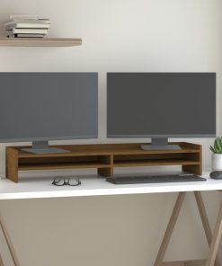vidaXL Monitorständer Honigbraun 100x24x16 cm Massivholz Kiefer