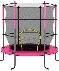 vidaXL Trampolin mit Sicherheitsnetz Rund 140x160 cm Rosa