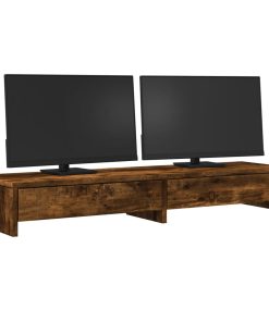 vidaXL Monitorständer mit Schubladen Räuchereiche 100x27x15 cm