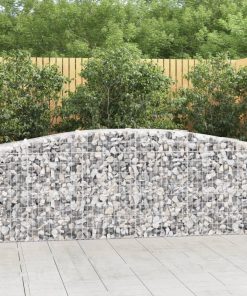 vidaXL Gabionen mit Hochbogen 2 Stk. 400x50x80/100cm Verzinktes Eisen