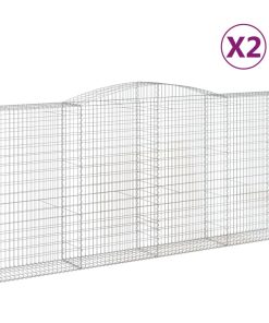 vidaXL Gabionen mit Hochbogen 2 Stk. 400x50x180/200cm Verzinktes Eisen