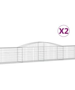 vidaXL Gabionen mit Hochbogen 2 Stk. 400x50x60/80 cm Verzinktes Eisen
