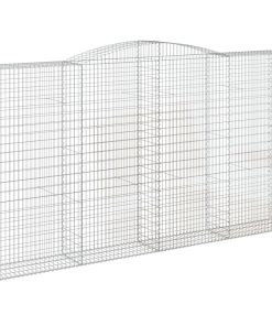 vidaXL Gabionen mit Hochbogen 2 Stk. 400x50x220/240cm Verzinktes Eisen