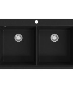 Granitspüle Doppelbecken Schwarz