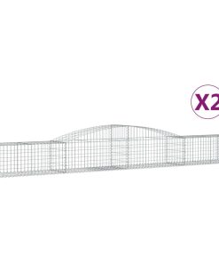vidaXL Gabionen mit Hochbogen 2 Stk. 400x50x40/60cm Verzinktes Eisen