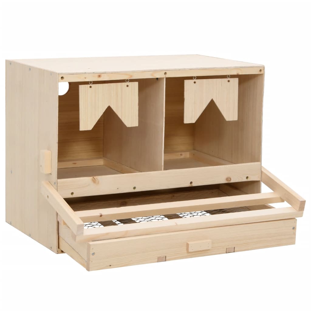 vidaXL Legenest für Hühner 2 Fächer 63x40x45 cm Massivholz Kiefer