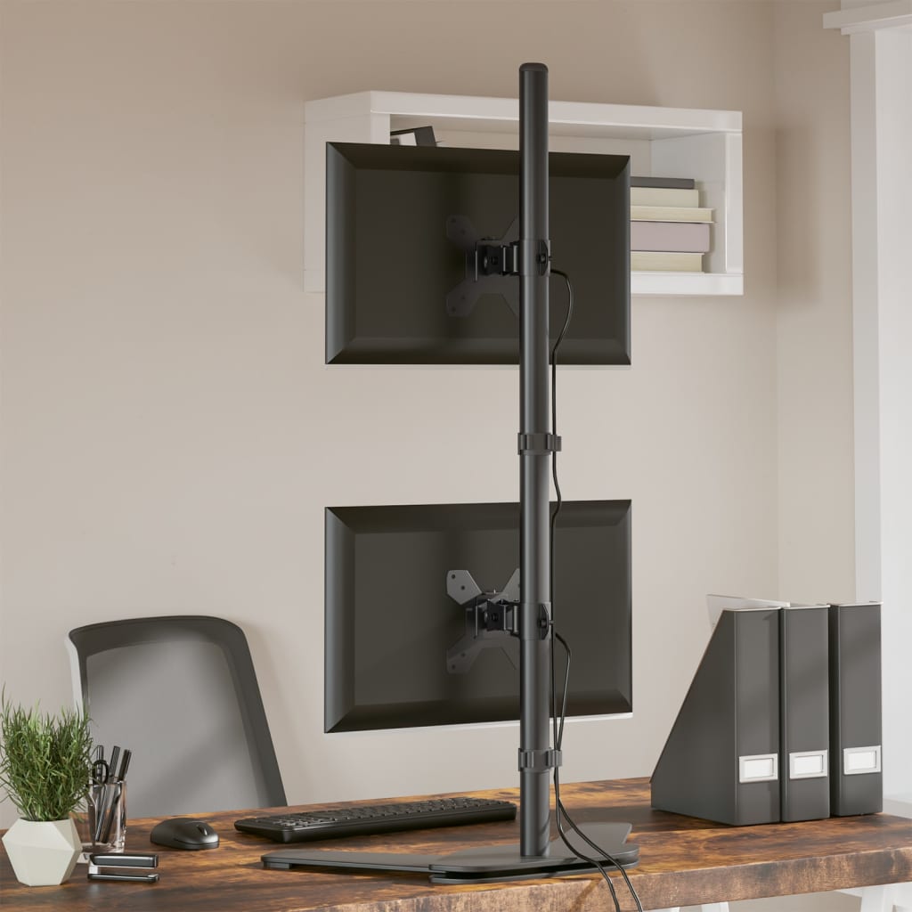 vidaXL Tischhalterung für 2 Monitore Schwarz Stahl VESA 75/100 mm