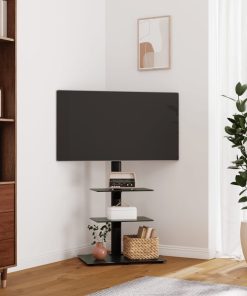 vidaXL TV-Eckständer mit 3 Ablagen für 32-65 Zoll Schwarz