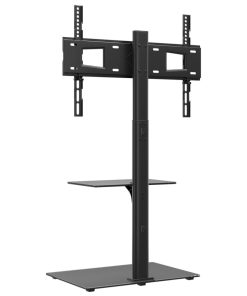 vidaXL TV-Eckständer mit 2 Ablagen für 32-65 Zoll Schwarz
