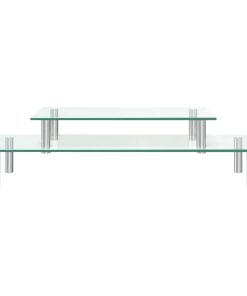 vidaXL Monitorständer 2-stufig Transparent Glas