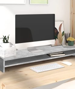 vidaXL Monitorständer Betongrau 100x24x13 cm Holzwerkstoff