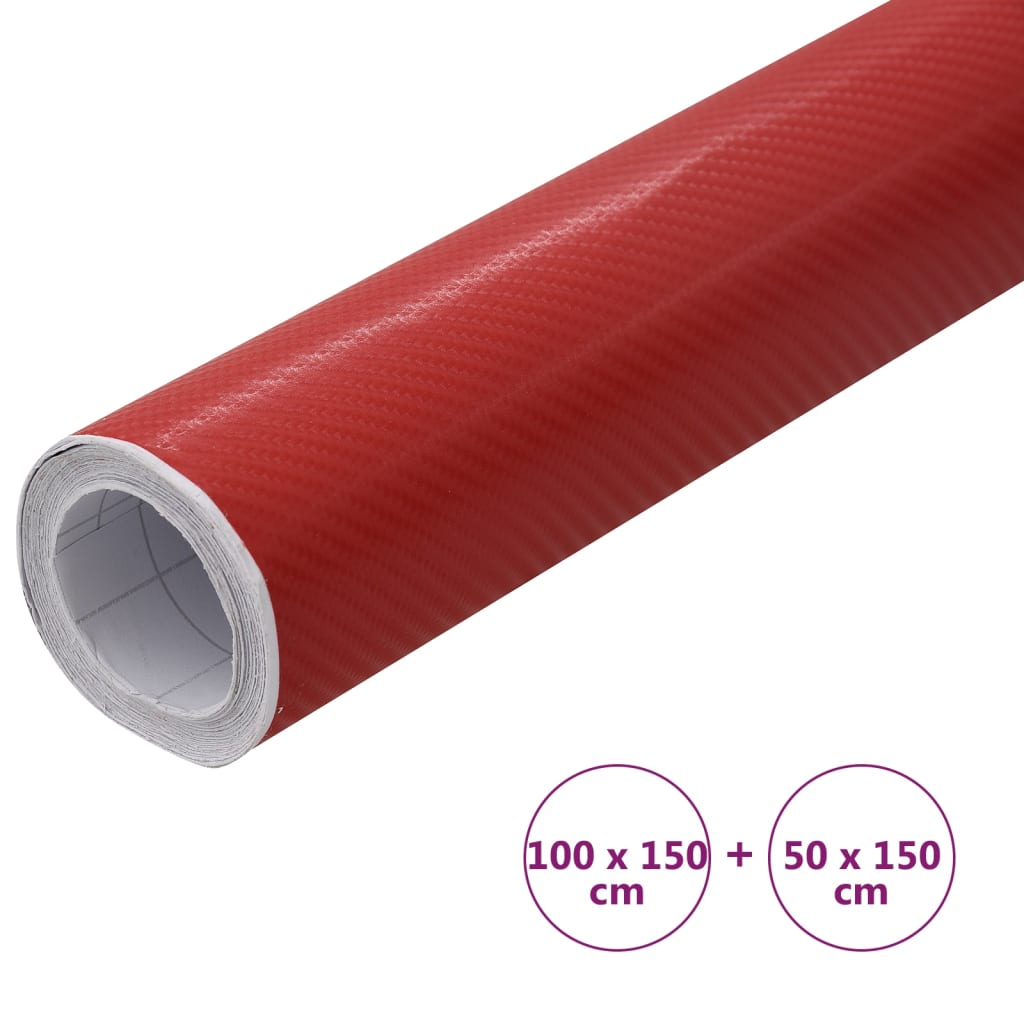 vidaXL Autofolien 2 Stk. 4D Rot 100x150 cm+50x150 cm