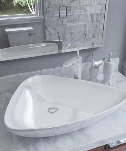 vidaXL Waschbecken Keramik Dreiecksform Weiß 645 x 455 x 115 mm