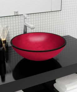 vidaXL Waschbecken Hartglas 42x14 cm Rot