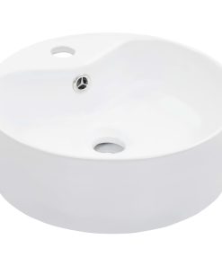vidaXL Waschbecken mit Überlauf 36 x 13 cm Keramik Weiß
