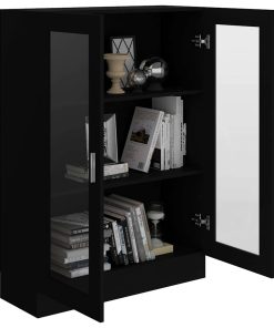 vidaXL Vitrinenschrank Schwarz 82,5x30,5x115 cm Holzwerkstoff