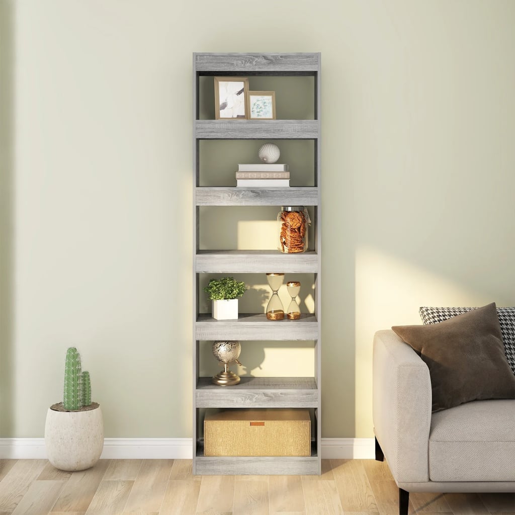 vidaXL Bücherregal/Raumteiler Grau Sonoma 60x30x198 cm