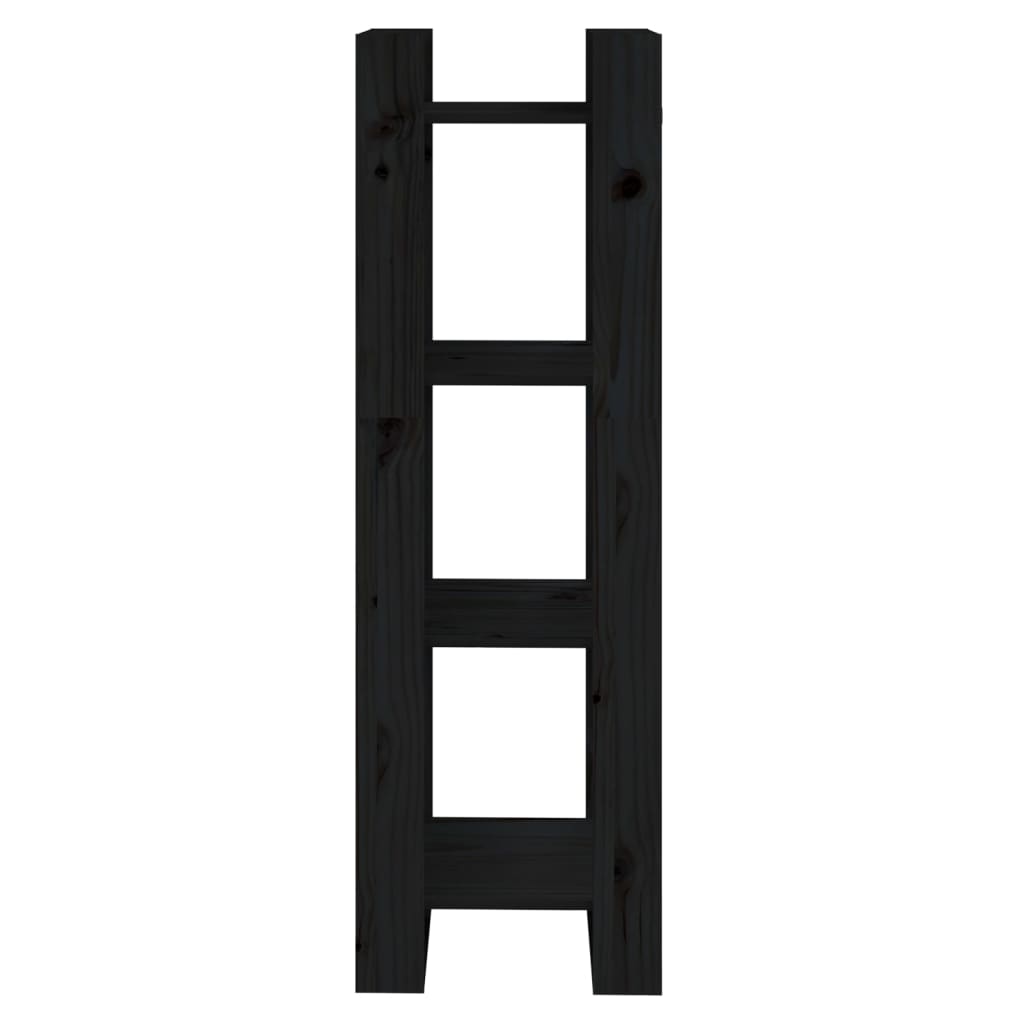 vidaXL Bücherregal/Raumteiler Schwarz 41x35x125 cm Massivholz Kiefer