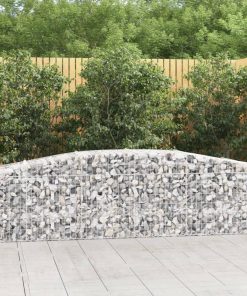 vidaXL Gabionen mit Hochbogen 2 Stk. 400x50x60/80 cm Verzinktes Eisen