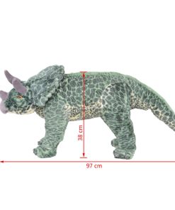 vidaXL Plüschtier Triceratops Stehend Plüsch Grün XXL
