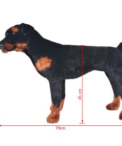 vidaXL Plüschtier Hund Rottweiler Stehend Plüsch Schwarz und Braun XXL