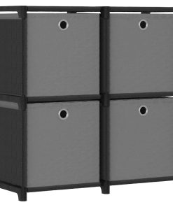 vidaXL Würfelregal mit 4 Boxen Schwarz 69x30x72,5 cm Stoff