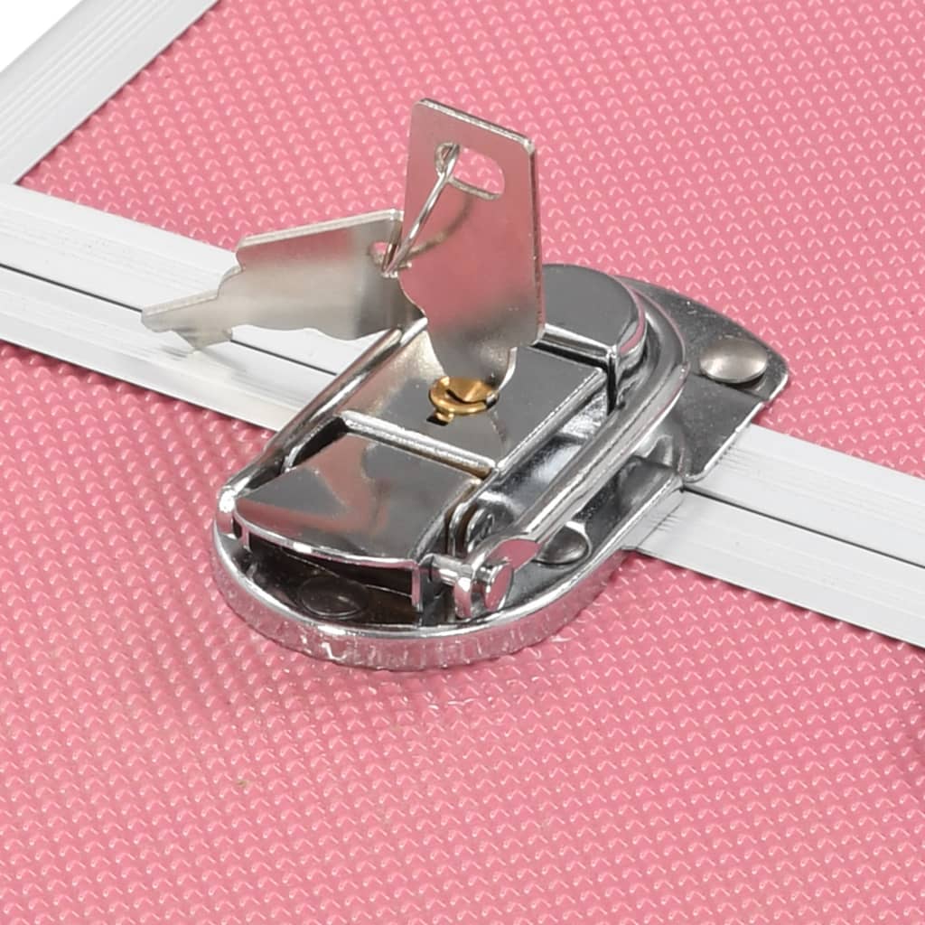 vidaXL Kosmetikkoffer 38x23x34 cm Rosa Aluminium