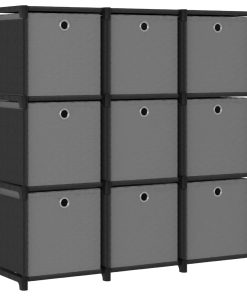 vidaXL Würfelregal mit 9 Boxen Schwarz 103x30x107,5 cm Stoff