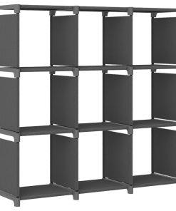 vidaXL Würfelregal mit 9 Fächern Grau 103x30x107,5 cm Stoff