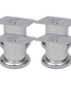 4 x Möbelfuß Sofafuß Sockelfuß Chrom rund 60 mm