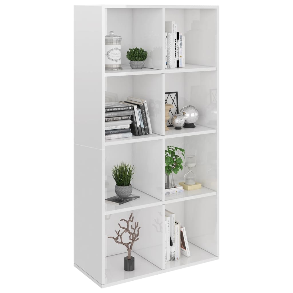 vidaXL Bücherregal/Sideboard Hochglanz-Weiß 66×30×130 cm Holzwerkstoff
