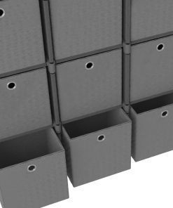 vidaXL Würfelregal mit 15 Boxen Grau 103x30x175,5 cm Stoff