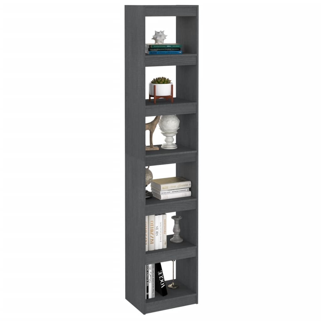 vidaXL Bücherregal/Raumteiler Grau 40x30x199 cm Massivholz Kiefer